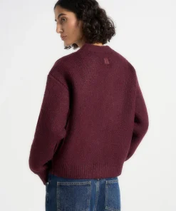 Burgundy Torvexiatee Xelvoria Relaxed Knit Cardigan with V Neck and Front Patch Pockets 7 Burgundy Torvexiatee Xelvoria Relaxed Knit Cardigan with V Neck and Front Patch Pockets 3