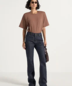 Dark Indigo Blue Torvexiatee Velzoria High Waist Relaxed Wide Leg Denim Jeans