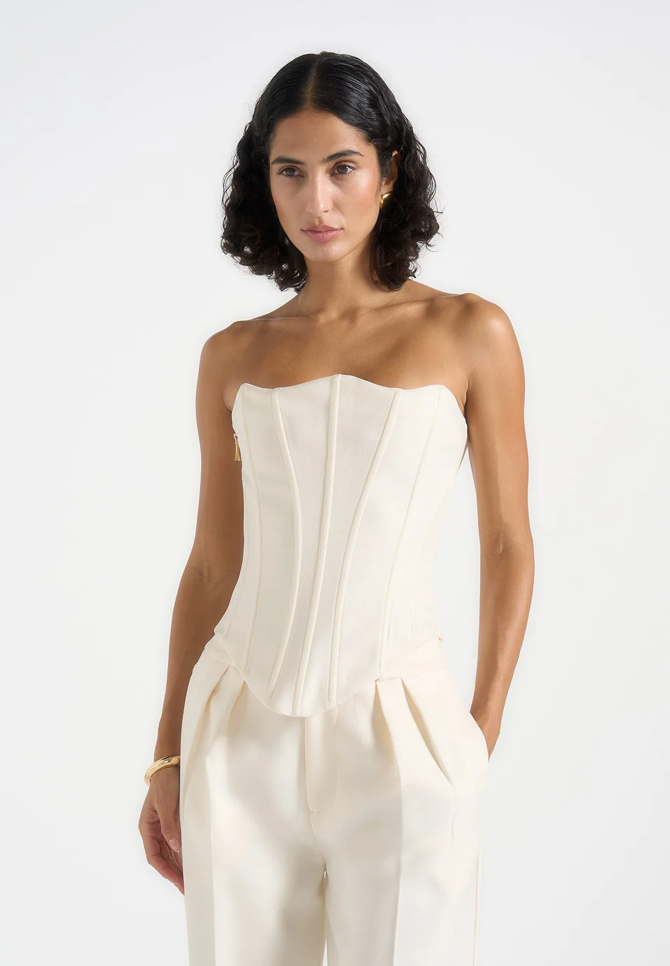 Ivory Torvexiatee Zenvyra Strapless Corset Top with Structured Boning and Sculpted Bodice 5 Ivory Torvexiatee Zenvyra Strapless Corset Top with Structured Boning and Sculpted Bodice - Image 3