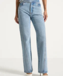 Light Wash Blue Torvexiatee Zenvora High Rise Straight Leg Jeans with Asymmetric Waistband Detail 7 Light Wash Blue Torvexiatee Zenvora High Rise Straight Leg Jeans with Asymmetric Waistband Detail 3