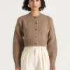 Taupe Brown Torvexiatee Zenvyra Cropped Knit Cardigan with Textured Finish and Button Front 1 Taupe Brown Torvexiatee Zenvyra Cropped Knit Cardigan with Textured Finish and Button Front 1
