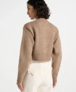 Taupe Brown Torvexiatee Zenvyra Cropped Knit Cardigan with Textured Finish and Button Front 7 Taupe Brown Torvexiatee Zenvyra Cropped Knit Cardigan with Textured Finish and Button Front 3